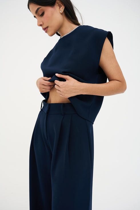 Palazzo Navy Pant